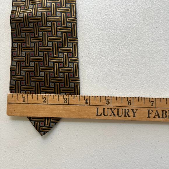 Ermenegildo Zegna Necktie Mens Multicolor Textured Embroider Geometric Silk - Picture 8 of 9